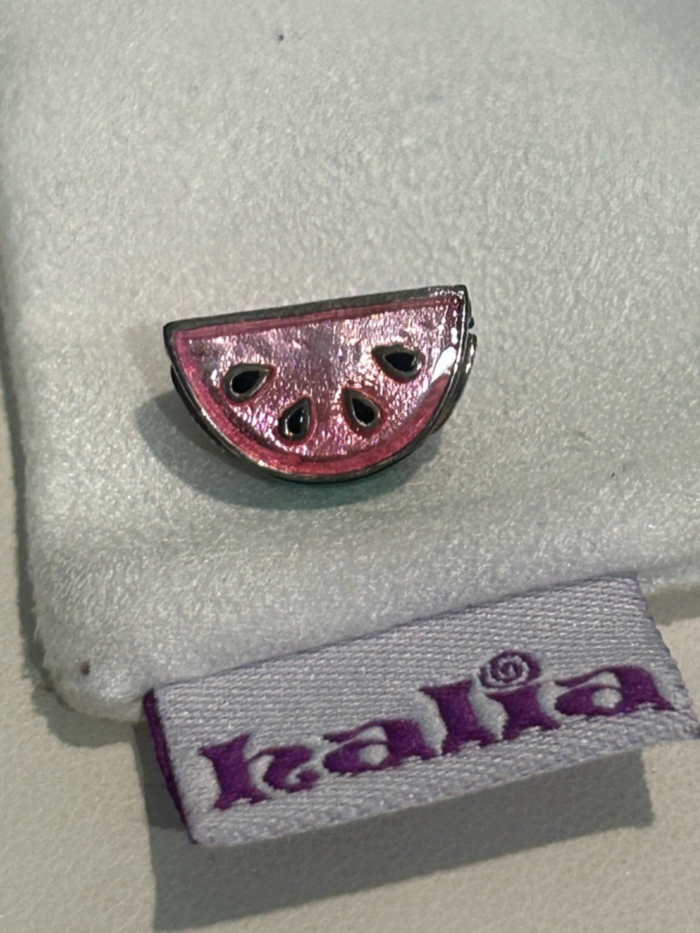 Halia “Watermelon” Charm - Sterling Silver, Pink & Green Enamel